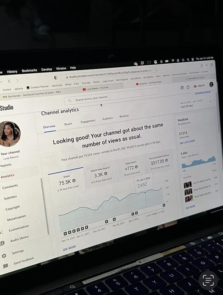Channel dashboard shared by Bianca
