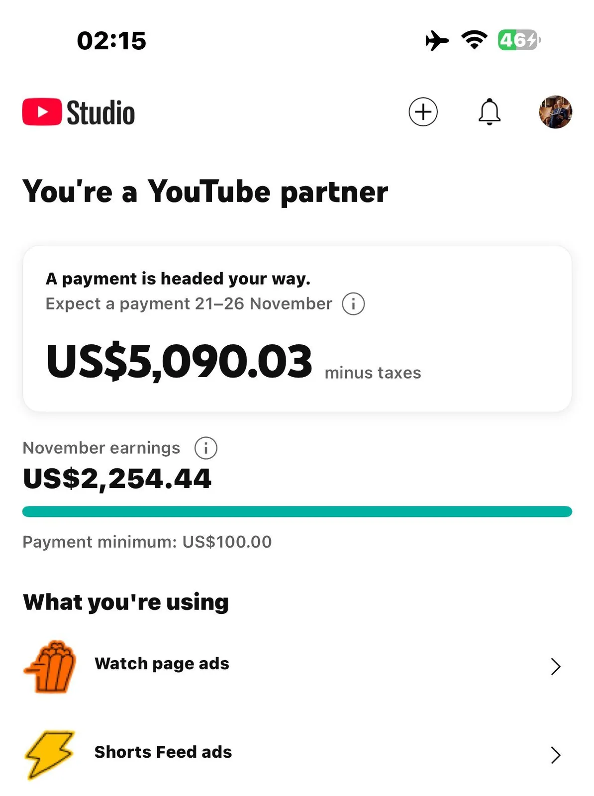 Channel dashboard shared by Femi